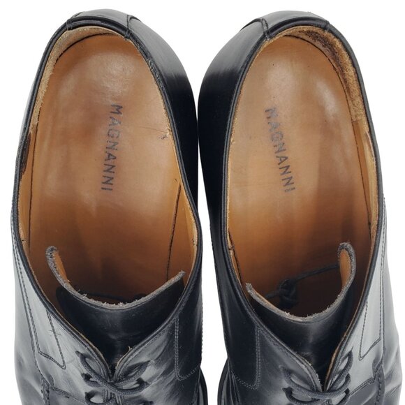 Magnanni Spain Men's size 10M Black Leather Dress Shoes Square-toe Derby Oxfords - Picture 9 of 12